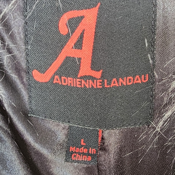 ADRIENNE LANDAU MULTI-COLOR FAUX FUR LONG SLEEVE COAT SIZE L FEATHERED ABSTRACT - Picture 8 of 9